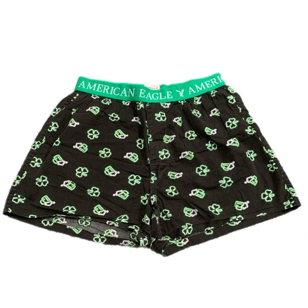 American Eagle Black and Green Boxers St Patty Day Men’s Size M /32